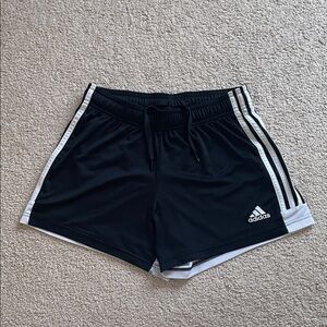Adidas Black Shorts with White Stripes
